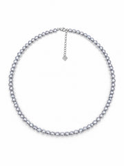 Japanese Akoya Silver-Gray Pearl Gray Pearl Necklace S925 Sterling Silver Classic Single Strand Adjustable Chain with Heart Charm Elegant Gift for Her.