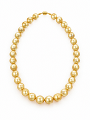 Luxury South Sea Golden Pearl Tower Necklace, Genuine Seawater Graduated Golden Pearl Single Strand Necklace, Gold Plated Safety Clasp, Statement Fine Pearl Jewelry Gift for Her