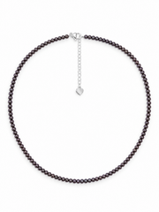 S925 Silver Purple Pearl Necklace, Classic Adjustable Tahitian Pearl Choker with for Daily Wear