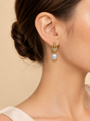 Whimsical Elegance: Pavé Butterfly & Grey Pearl Earrings&nbsp; Iridescent Drop Gift for Her.